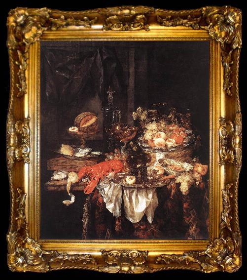 framed  BEYEREN, Abraham van Banquet Still-Life with a Mouse fdg, ta009-2